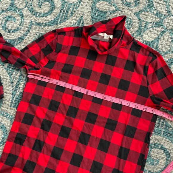 LOFT Red Black Buffalo‎ Plaid Turtleneck Long Sleeve Top - Size MP - Picture 5 of 7